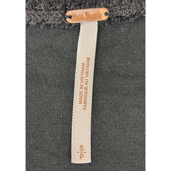 FREE PEOPLE Stretch Knit Textured Mini Dress Size Small Peplum Short Sleeve - Picture 8 of 9